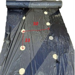 Φύλλο Εδαφοκάλυψης 30gr Μαύρο με Έτοιμες Τρύπες ANA 25εκ (33εκ τρύπα τρύπα) 1.2m X 500m για Μαρούλι Φασόλια Αρακάς
