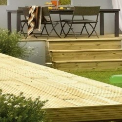 Deck Σανίδες Ξύλινες Διπλής Οψεως Εμπότισμού Δάπεδο, Περίφραξη Παχος 2,5εκ Χ Π: 0,13μ X Μ: 4,00μ Τιμή το Τεμάχιο