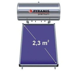 Ηλιακός Θερμοσίφωνας Pyramis 160lt με Επιλεκτικό Συλλέκτη 2.3m² Glass Τριπλής Ενέργειας