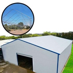 Πτηνοτροφείο Αμφικλινές Θερμοκηπιακού Τύπου 10μ Χ 10μ με ύψος 4,5μ με Απαλλαγή Οικοδομικής Άδειας με Σκελετό 2" και Πάνελ 4mm και Δυναμικό Εξαερισμό