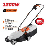 NAKAYAMA EM3220 Χλοοκοπτική Ηλεκτρική 1200W, Κοπή 32cm, Κάδος 25L, Ρύθμιση 3 Θέσεων (25/45/65mm)