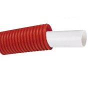 Δικτυωμένος Σωλήνας Τουμπόραμα Ύδρευσης Θέρμανσης Palatherm-PEX/FLEX Ασπρος από Φ16 έως Φ22 με Επενδυμένο Σπιράλ Προστασίας Κόκκινο 50 μέτρα