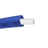 Δικτυωμένος Σωλήνας Τουμπόραμα Ύδρευσης Θέρμανσης Palatherm-PEX/FLEX Ασπρος από Φ16 έως Φ18 με Επενδυμένο Σπιράλ Προστασίας Μπλε 50 μέτρα