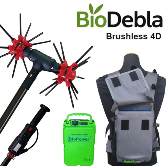 Πακέτο Ελαιοραβδιστικό Παλμικό Αχινός BioDebla Carbon 4D με Μπαταρία Πλάτης 45Ah με Κοντάρι από Ανθρακονήματα 2,3μ Βάρος 2,5 κιλά με Ραβδάκια Fiberglass με Μοτέρ Brushless 1000 Watt
