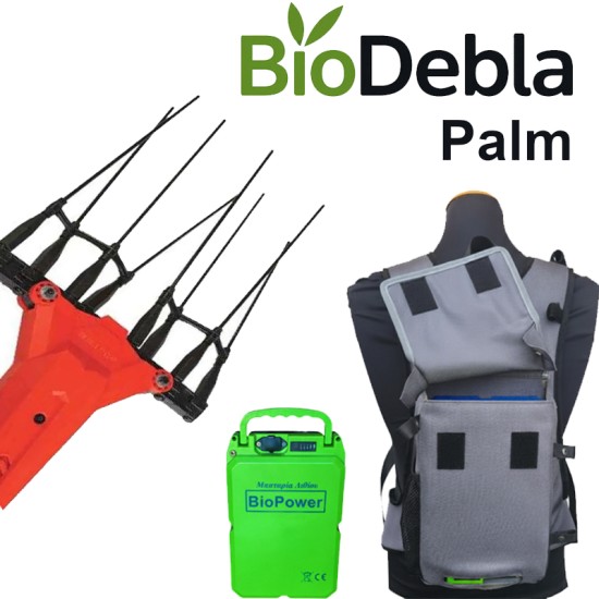 Πακέτο Ελαιοραβδιστικό BioDebla Palm με Μπαταρία Πλάτης 45Ah με Χτενάκια Ανθρακονήματος με Πτυσσόμενο Κοντάρι Αλουμινίου 1,85μ-2,90μ με Ρυθμιστή