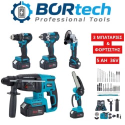 BORTECH Σετ Εργαλείων 5 σε 1 σε Κασετίνα Μπουλονόκλειδο, Τροχός 125mm, Κρουστικό, Σκαπτικό & Αλυσοπρίονο (3 Μπαταρίες 36V 5Ah) BORTECH Σετ Εργαλείων 5 σε 1 σε Κασετίνα Μπουλονόκλειδο, Τροχός 125mm, Κρουστικό, Σκαπτικό & Αλυσοπρίονο (3 Μπαταρίες 36V 5Ah)