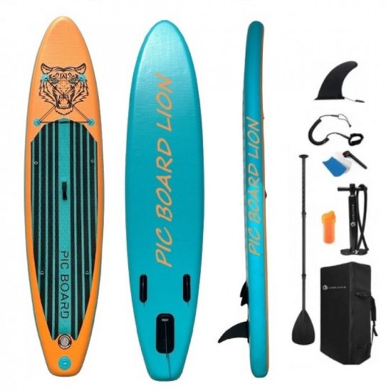 Σανίδα SUP BOARD LION Φουσκωτή με Ρυθμιζόμενο Κουπί με Τρόμπα και Σακίδιο Μεταφοράς 320x75x15cm
