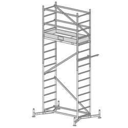 Σκαλωσιά Αλουμινίου AS500 Πλατφόρμα 1,5μΧ0,6μ Μέγιστο Υψος Πλατφόρμας 3μ, μέγιστο ύψος εργασίας 7m