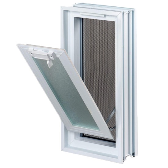 Παράθυρο Βινυλίου Αντί 2 Υαλότουβλων με Εξωτερική Διάσταση: 38,4×18,9cm Κάθετο Αμερικάνικης Κατασκευής