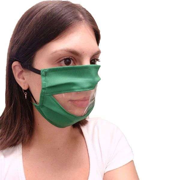 Μάσκα με Διαφάνεια για Βαρήκοους ή εκπαιδευτικούς σε Χρώμα Πράσινο min 10 τεμάχια 