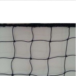 Δίχτυ εκτόνωσης γηπέδου Φ2,5 χιλ, 10 Χ 10 εκατ μάτι, ΜΑΥΡΟ, Διάσταση 4Χ20 με γαντάκια πάνω ανά 1μτρ και ραφή περιμετρικά