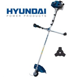 Θαμνοκοπτικό HYUNDAI δίχρονο "HBC 620" 3 HP 63 cc διπλή περιστρεφόμενη χειρολαβή δίσκο και ημιαυτόματη κεφαλή και διπλή τιράντα