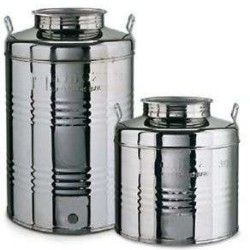 Δοχείο Κρασιού Λαδιού 75 lt. Inox με Βιδωτό Καπάκι, Κάνουλα και Χερούλια Πρεσσαριστό Sansone