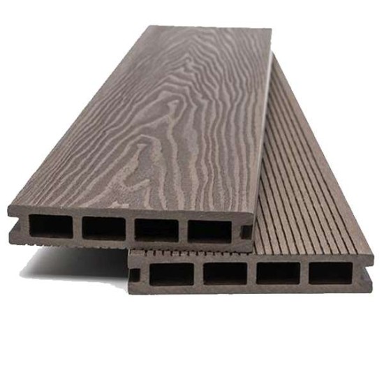 DECK-WPC Δαπέδου Νέας Γενιάς με 3D Νερά Dark BROWN 80110 Πάχος 2,50cm x Πλάτος 14,60cm x Μήκος 3,60m Τιμή ανά Τεμάχιο