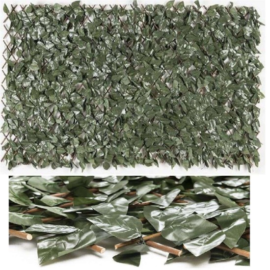 Συνθετική φυλλωσιά Διακοσμητική Πτυσσόμενη Πράσινη σαν Φυσική, πλεγμένη σε Ξύλινο πτυσσόμενο καφασωτό 1μ Χ2 μ 