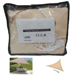 Αντηλιακό Δίχτυ Σκίασης Μπέζ της Αμμου ΤΡΙΓΩΝΙΚΟ με Κρίκους στις 3 πλευρές 135 γρ 3,6μ*3,6μ*3,6μ