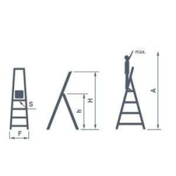 Σκάλα Αλουμινίου Επαγγελματική Steady 2+1 Σκαλοπάτια Υψος 1,32 μέτρα