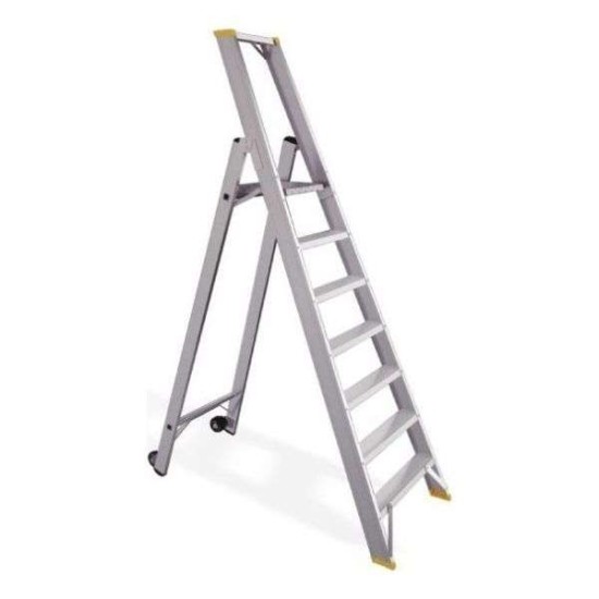 Σκάλα Αλουμινίου Αποθήκης Ultra Plus 8 Σκαλιά Με Πλατύσκαλο & Τροχούς Υψος  2,33 μέτρα