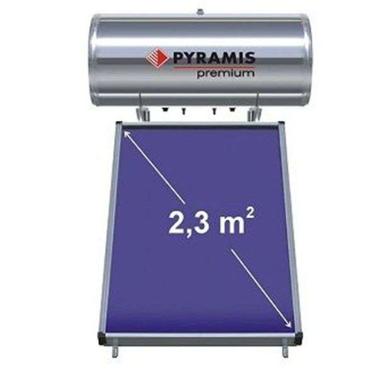 Ηλιακός Θερμοσίφωνας Pyramis 160lt με Επιλεκτικό Συλλέκτη 2.3m² Glass Τριπλής Ενέργειας