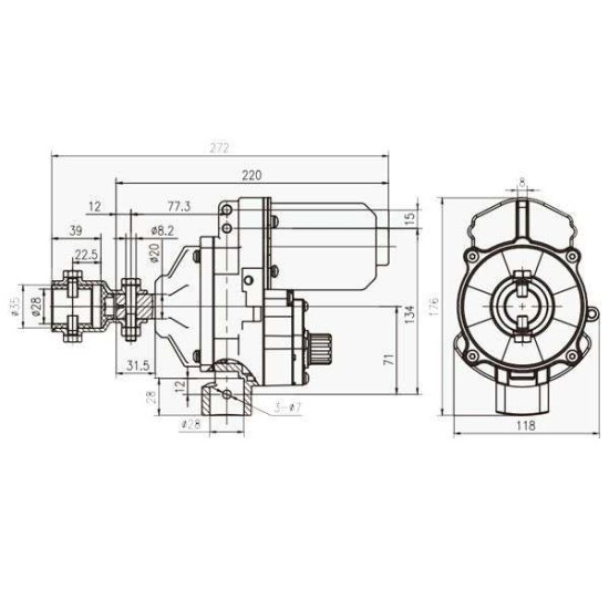 Μοτέρ Παραθύρου 24v στα 80 N/m Στροφές 2,8rpm Ισχύς 80W Μοτέρ Παραθύρου 24v στα 80 N/m Στροφές 2,8rpm Ισχύς 80W