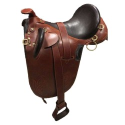Σέλα Αλόγου Αυστραλίας (stock saddle) Δερμάτινη με Κέρατο Σέτ με Εποχο, Αρτάνες, Αναβολέις 
